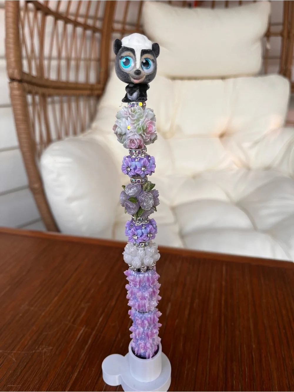 Purple Floral Bambi beaded pen